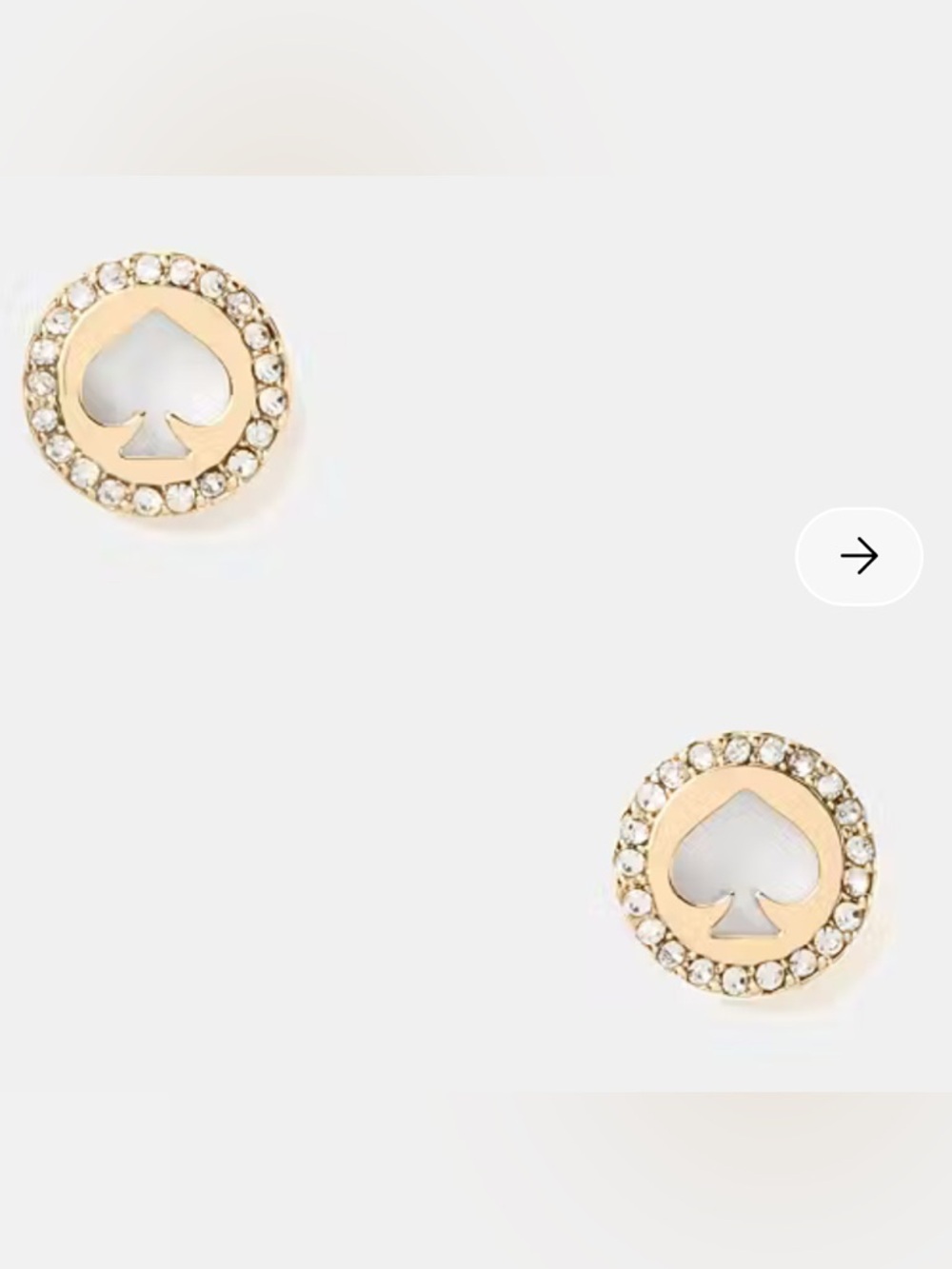 NWT Kate Spade gold plated cubic zirconia spade pierced earrings with logo bag - Picture 5 of 8
